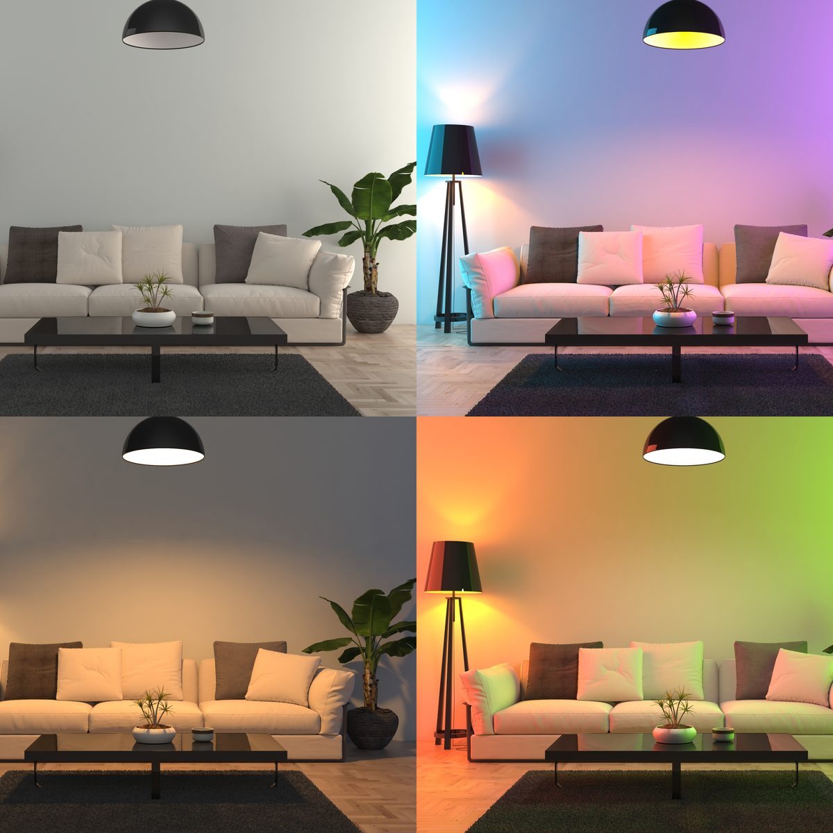 تنظیم رنگ و شدت نور متفاوت توسط لامپ‌های هوشمند